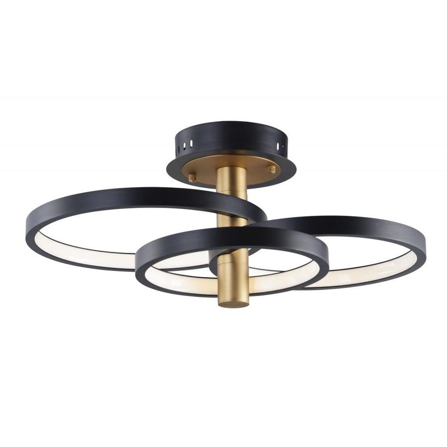 ET2 Lighting E24323-BKGLD Hoopla 3-Light LED Semi Flush Mount