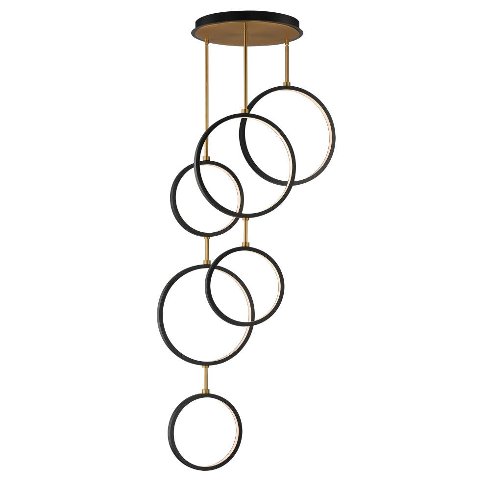 ET2 Lighting E24325-BKGLD Hoopla 6-Light LED Pendant
