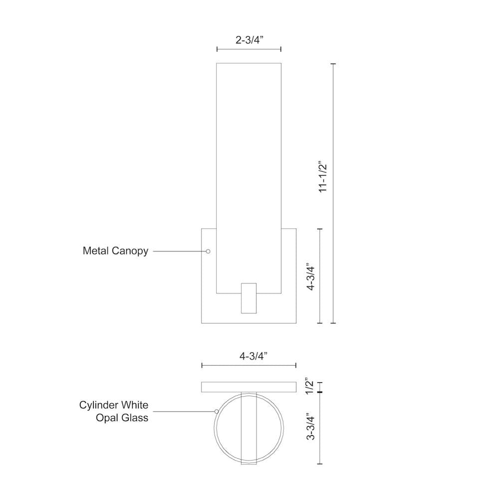 Kuzco Lighting 601484BK-LED Wall Sconce, UL Damp Rated, Black