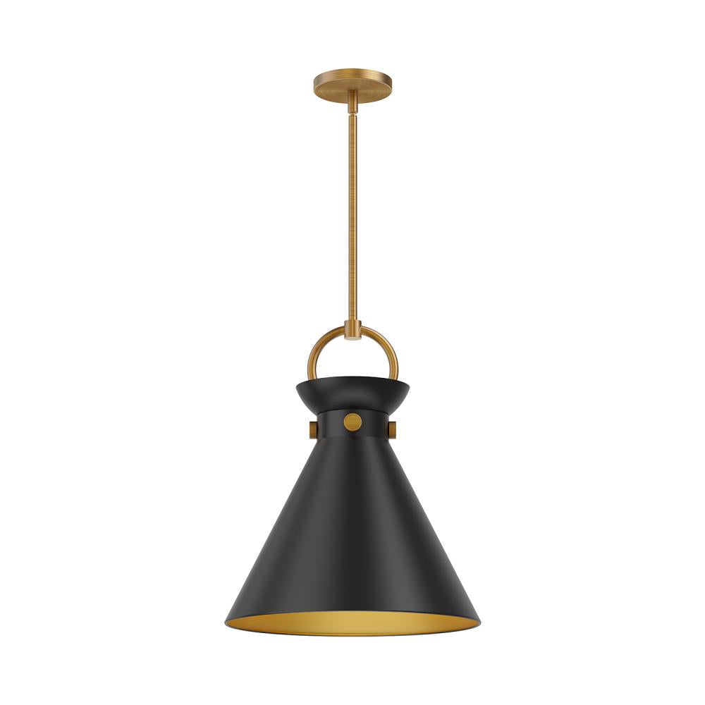 ALORA MOOD Lighting PD412014AGMB Pendant, 1 Light, Aged Gold/Matte Black