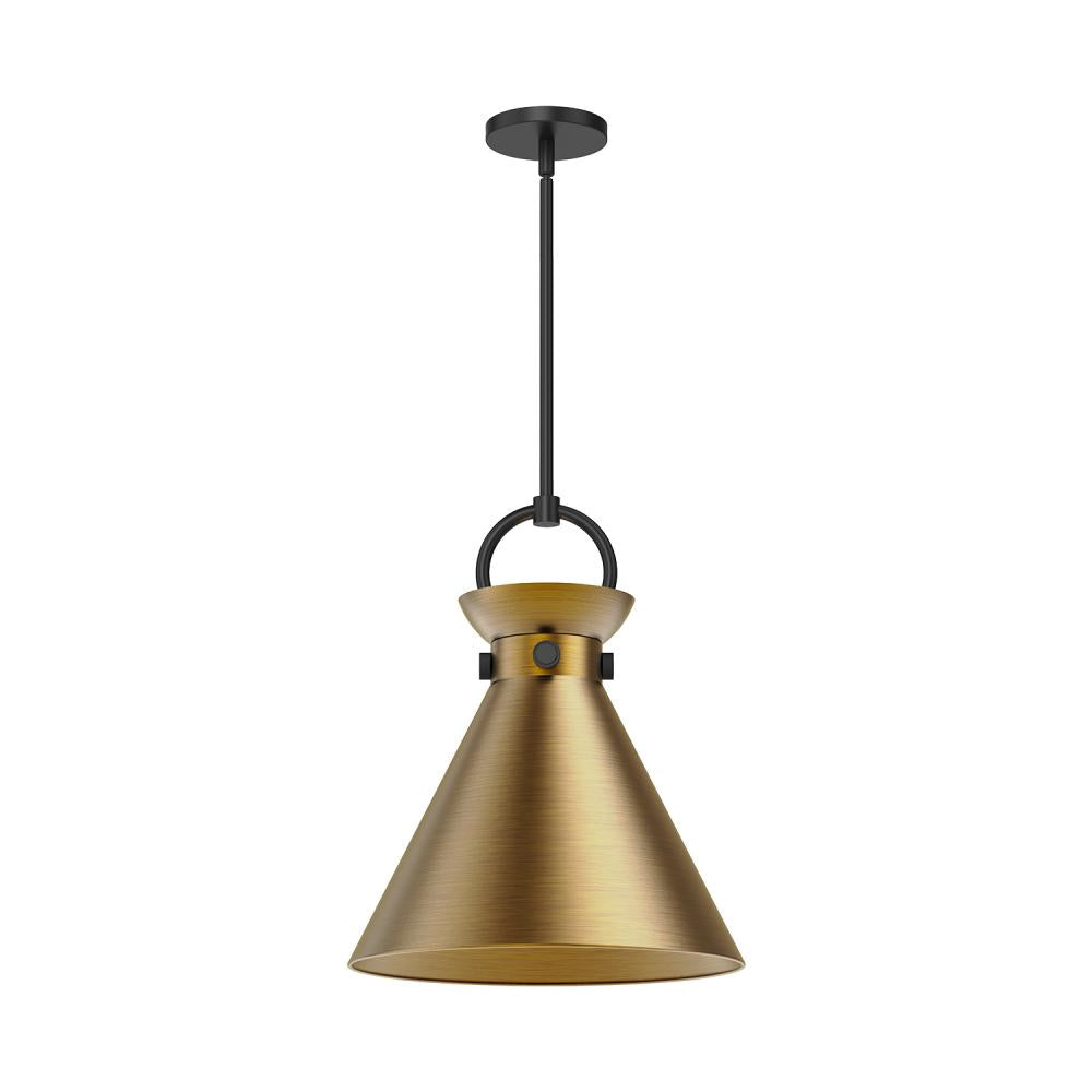 ALORA MOOD Lighting PD412014MBAG Pendant, 14-in, 1 Light, Matte Black/Aged Gold
