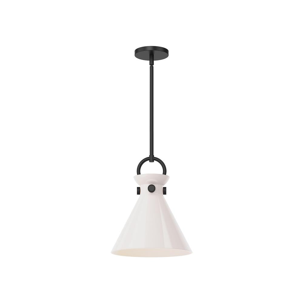 ALORA MOOD Lighting PD412511MBGO Pendant, 1 Light, Matte Black/Glossy Opal Glass