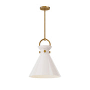 ALORA MOOD Lighting Emerson 14-in Aged Gold/Glossy Opal Glass 1 Light Pendant, UL Damp Rated, Aged Gold/Glossy Opal Glass