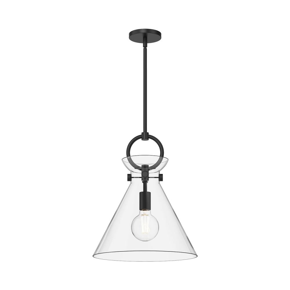 ALORA MOOD Lighting PD412514MBCL Pendant Light, 1 Light, Matte Black/Clear Glass
