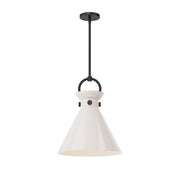 ALORA MOOD Lighting Emerson 14-in Pendant Fixture, UL Damp Rated, Matte Black/Glossy Opal Glass