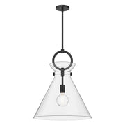Kuzco PD412518MBCL Pendant Light Fixture, 18-in, Matte Black/Clear Glass