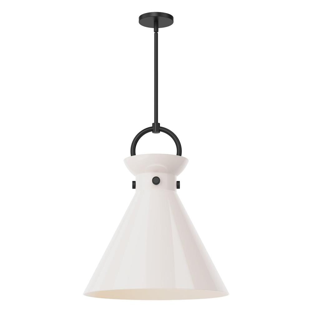 ALORA MOOD Lighting PD412518MBGO Pendant Light Fixture, 1 Light, Matte Black/Glossy Opal Glass
