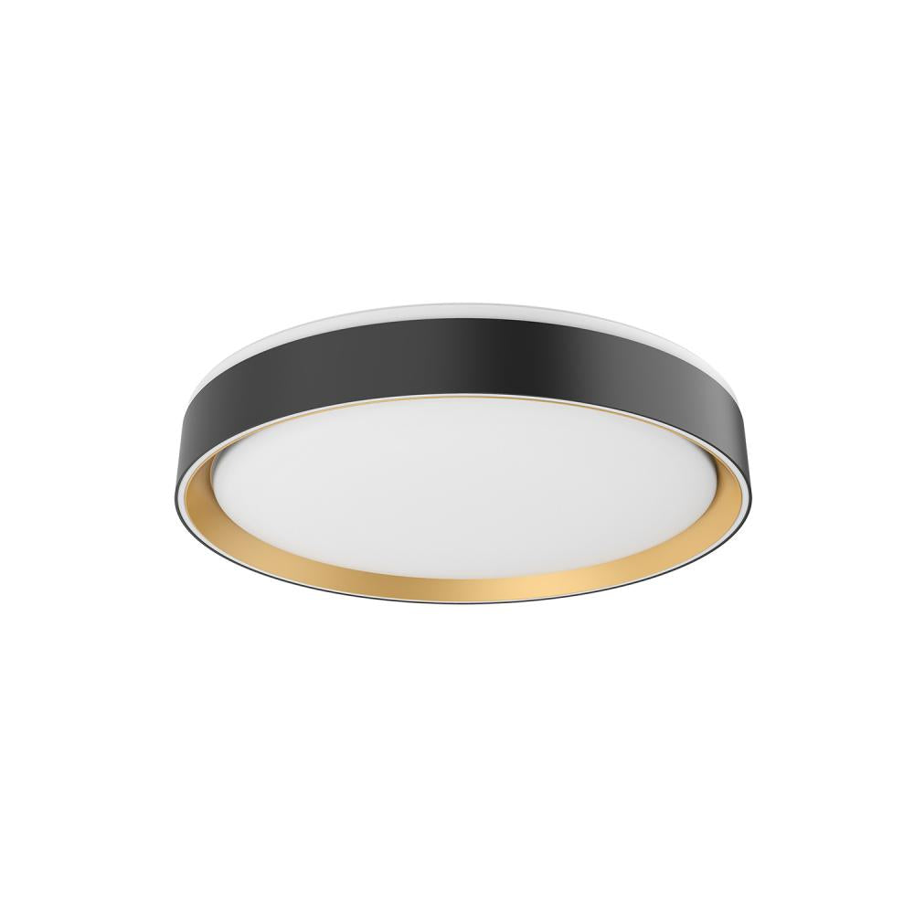 Kuzco FM43916-BK/GD-5CCT Essex 16-in Flush Mount Fixture, UL Damp Rated, Black/Gold