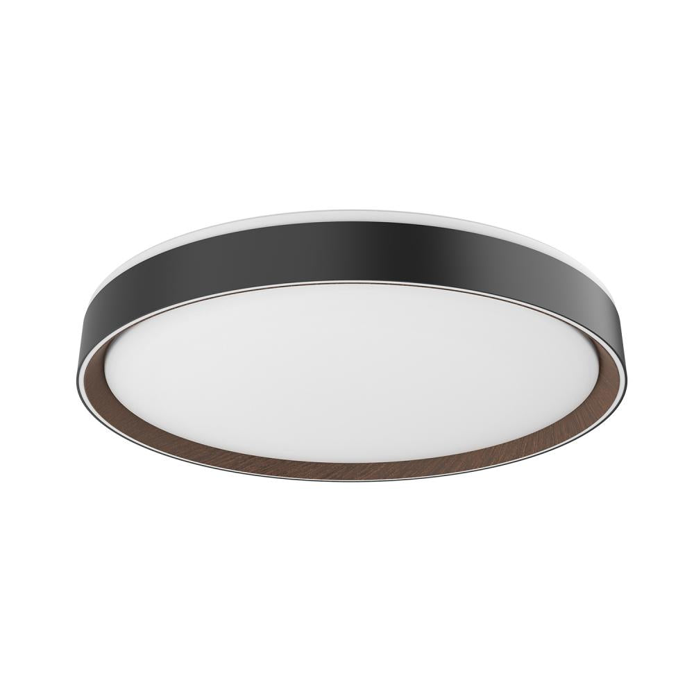Kuzco Essex FM43920-BK/WT-5CCT Flush Mount Fixture, LED, Black/Walnut