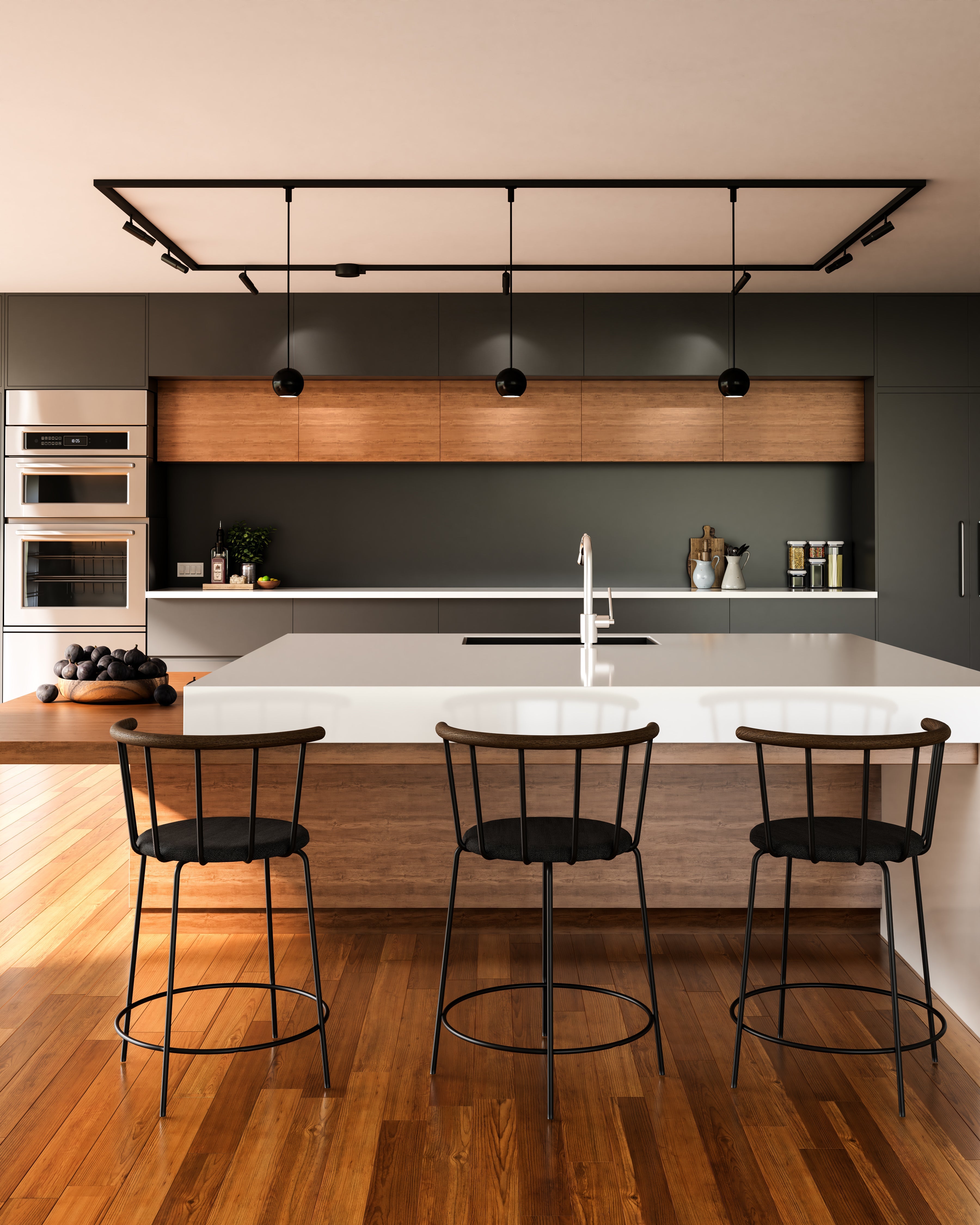 Kuzco Faria TRP26903-BK Pendant Light Fixture, UL Damp Rated, Black