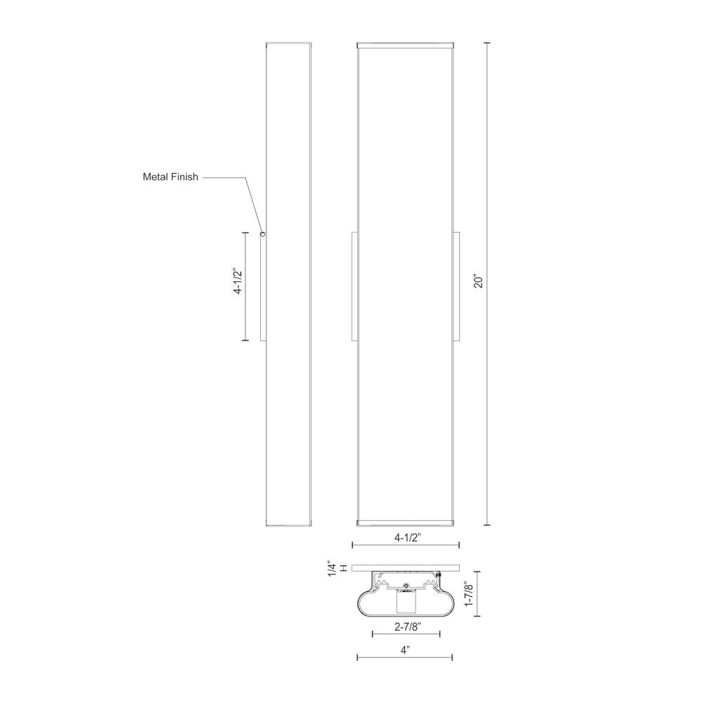 Kuzco Ferguson VL60220-CH LED Vanity Light Fixture, UL Damp Rated, Chrome