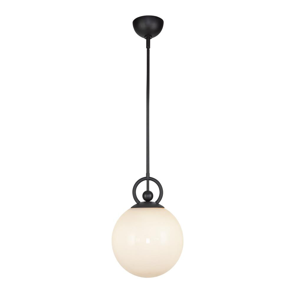 ALORA MOOD Lighting PD407910MBGO Pendant, 1 Light, Matte Black/Glossy Opal Glass