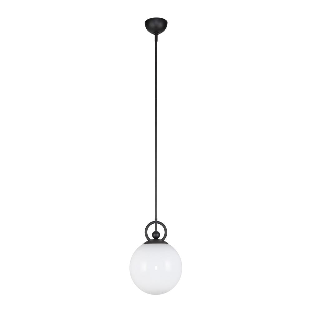 ALORA MOOD Lighting PD407910MBGO Pendant, 1 Light, Matte Black/Glossy Opal Glass