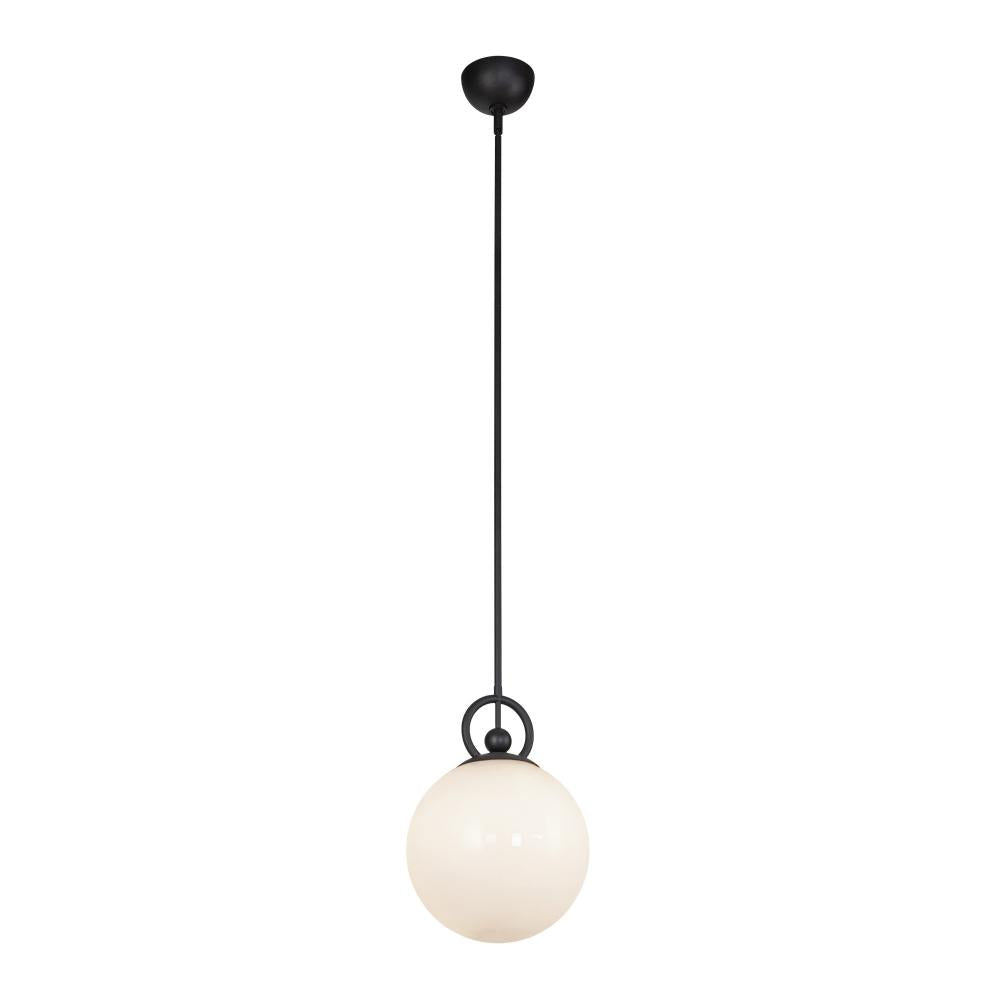 ALORA MOOD Lighting PD407910MBGO Pendant, 1 Light, Matte Black/Glossy Opal Glass