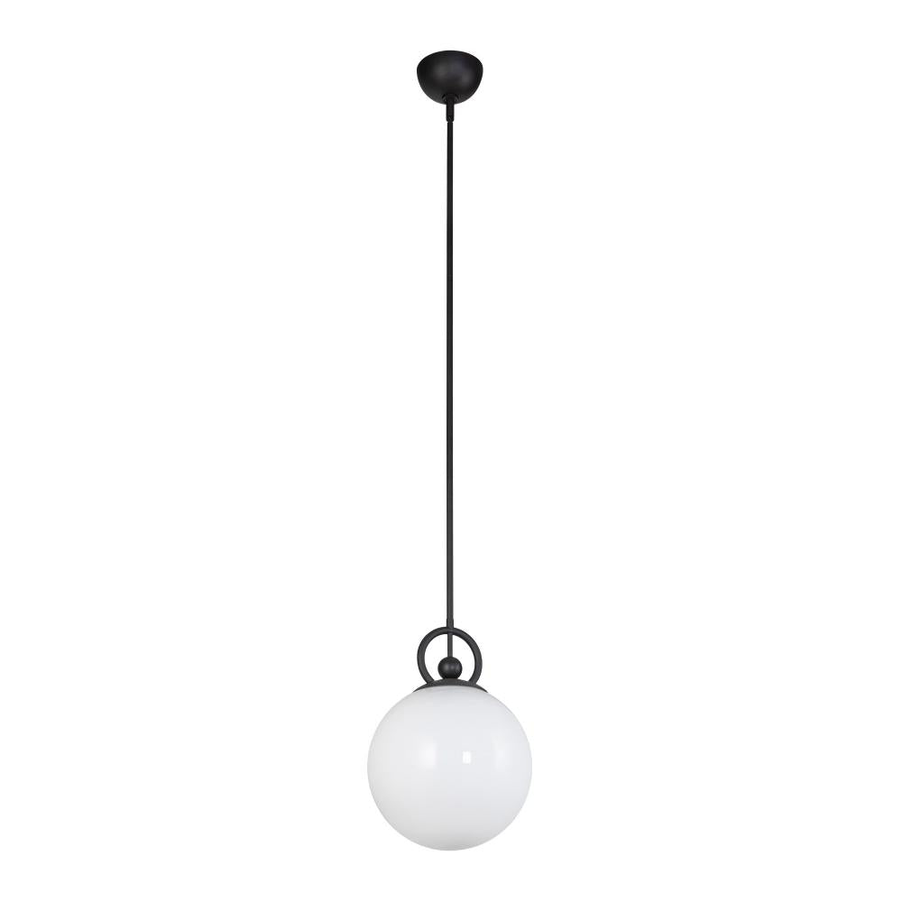 ALORA MOOD Lighting PD407910MBGO Pendant, 1 Light, Matte Black/Glossy Opal Glass