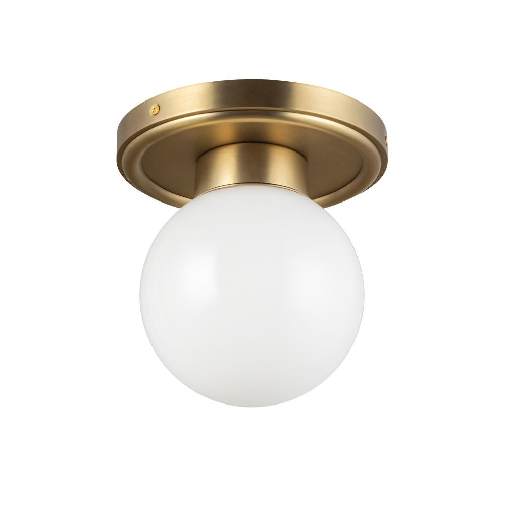 ALORA MOOD Lighting Fiore 6-in Semi-Flush Mount Fixture, UL Damp Rated, Brushed Gold/Glossy Opal Glass