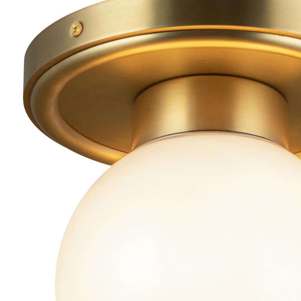 ALORA MOOD Lighting Fiore 6-in Semi-Flush Mount Fixture, UL Damp Rated, Brushed Gold/Glossy Opal Glass