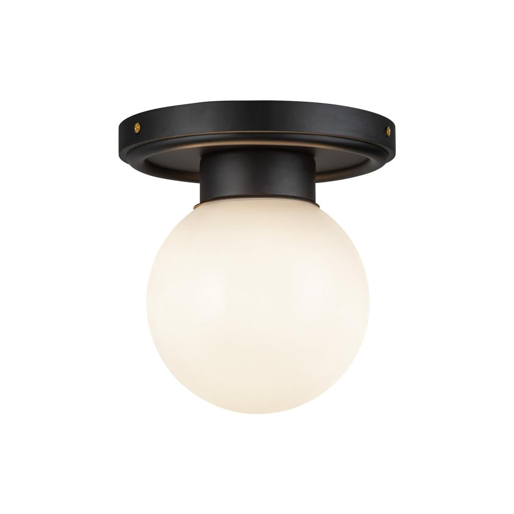 ALORA MOOD Lighting SF407306MBGO Semi-Flush Mount, 1 Light, Matte Black/Glossy Opal Glass