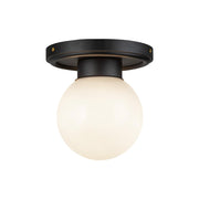 ALORA MOOD Lighting SF407306MBGO Semi-Flush Mount, 1 Light, Matte Black/Glossy Opal Glass