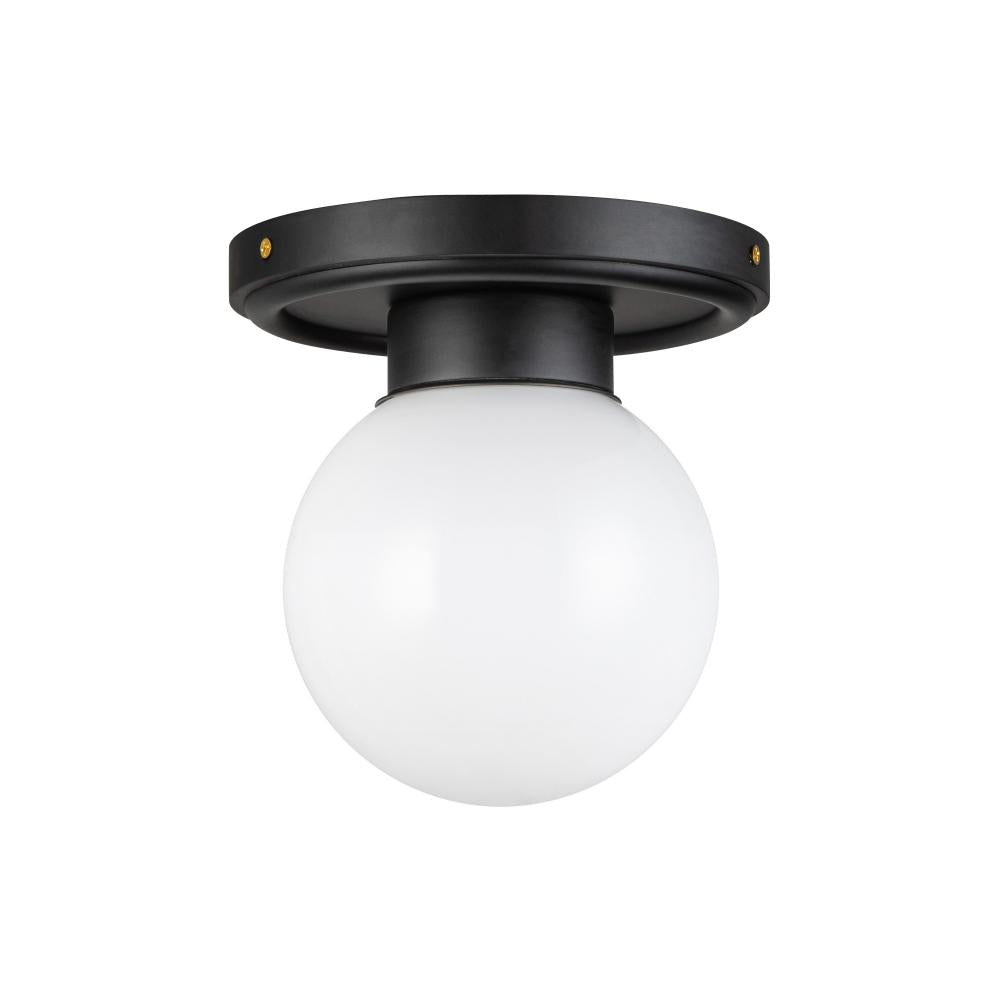 ALORA MOOD Lighting SF407306MBGO Semi-Flush Mount, 1 Light, Matte Black/Glossy Opal Glass
