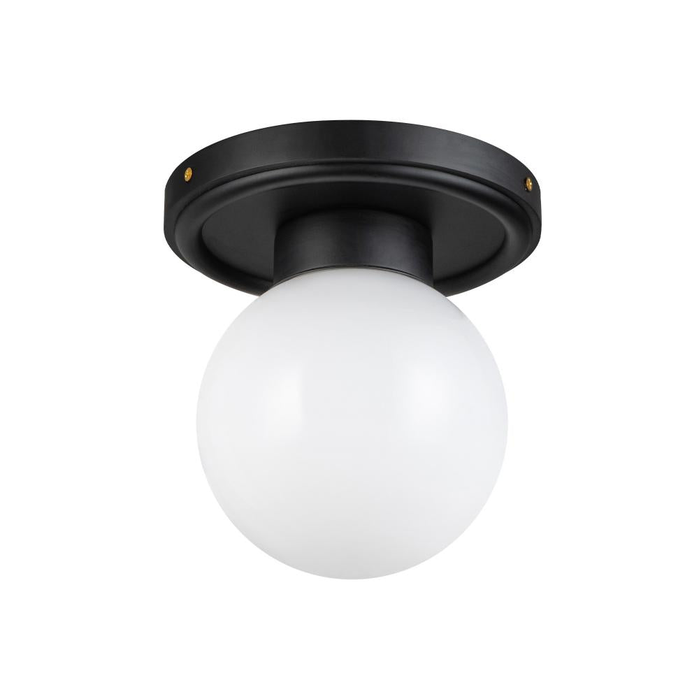 ALORA MOOD Lighting SF407306MBGO Semi-Flush Mount, 1 Light, Matte Black/Glossy Opal Glass