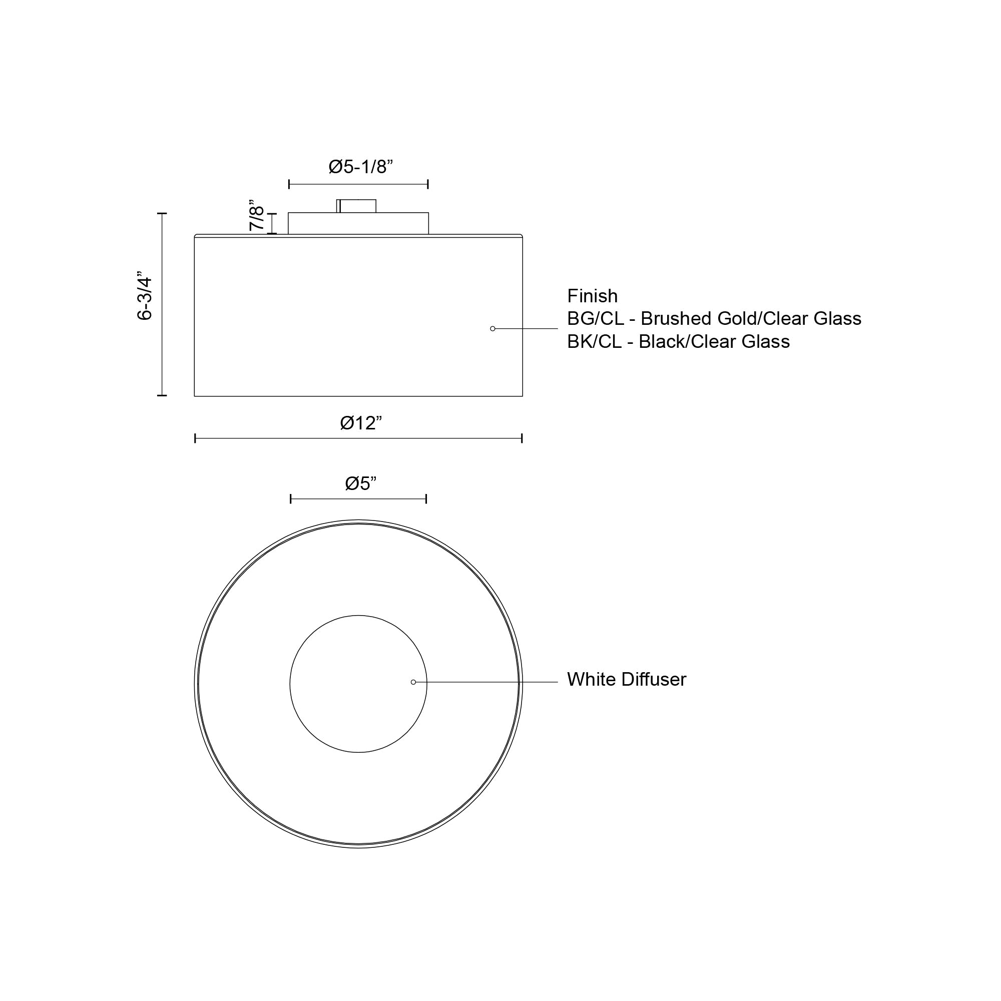 Birch 12-in Black/Clear LED Flush Mount