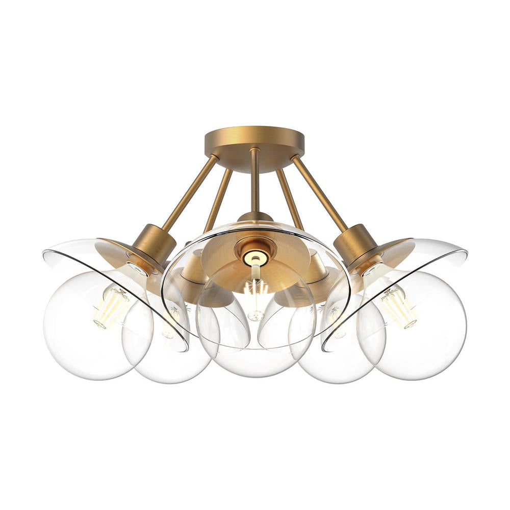 ALORA MOOD Lighting Francesca SF517220AGCL Semi Flush Mount, 300W Watt, Aged Gold/Clear Glass