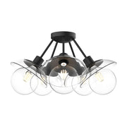 ALORA MOOD Francesca SF517220MBCL Semi Flush Mount, UL Damp Rated, Clear Glass/Matte Black