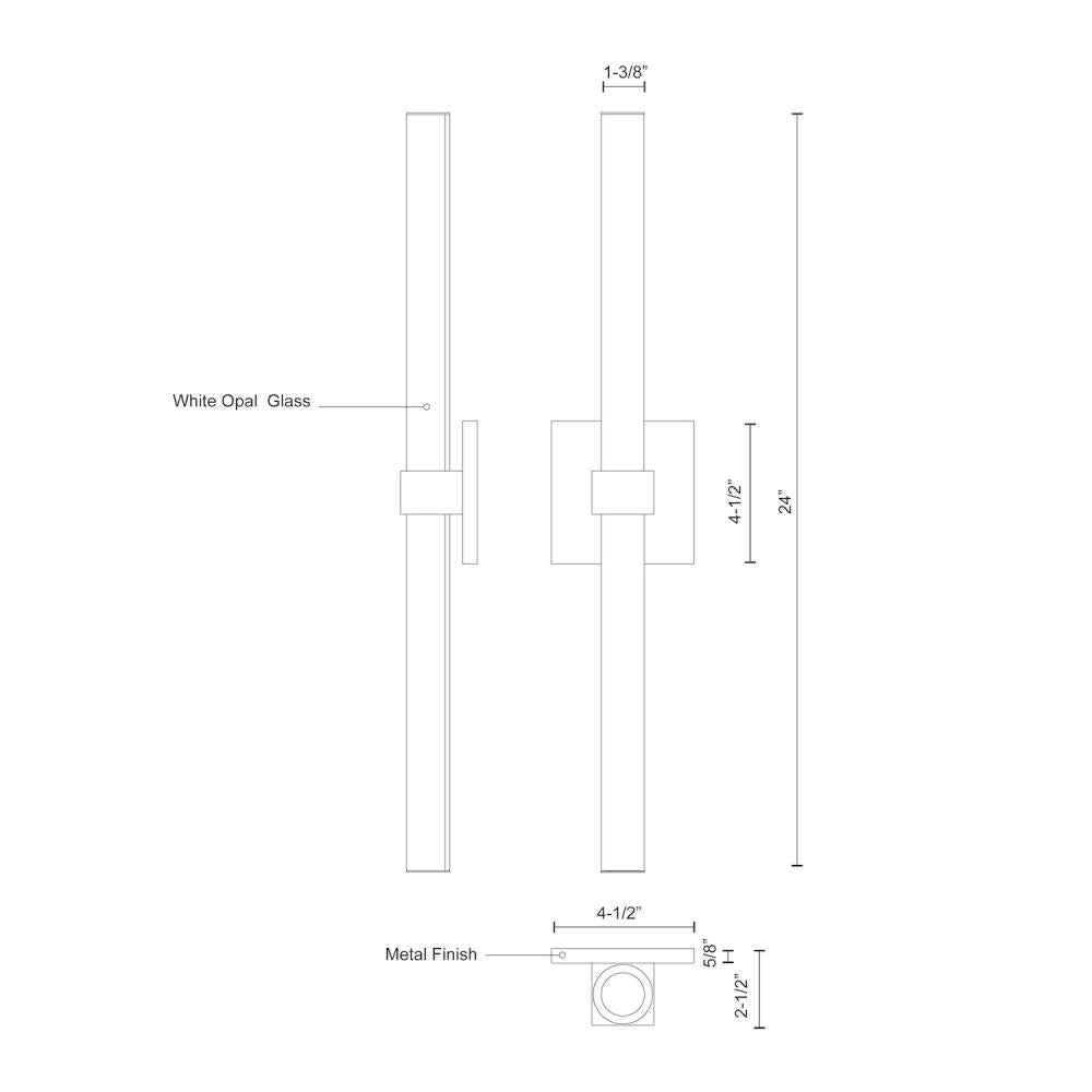 Kuzco Fresno VL17224-CH Vanity Light Fixture, UL Damp Rated, Chrome