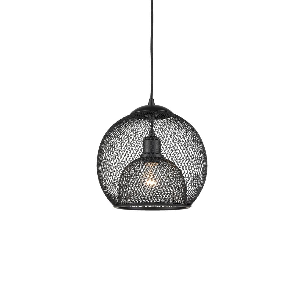 Kuzco Lighting 494412-BK Pendant, 12-in Black 1 Light, Powder-Coated Wire Mesh Shade, Black