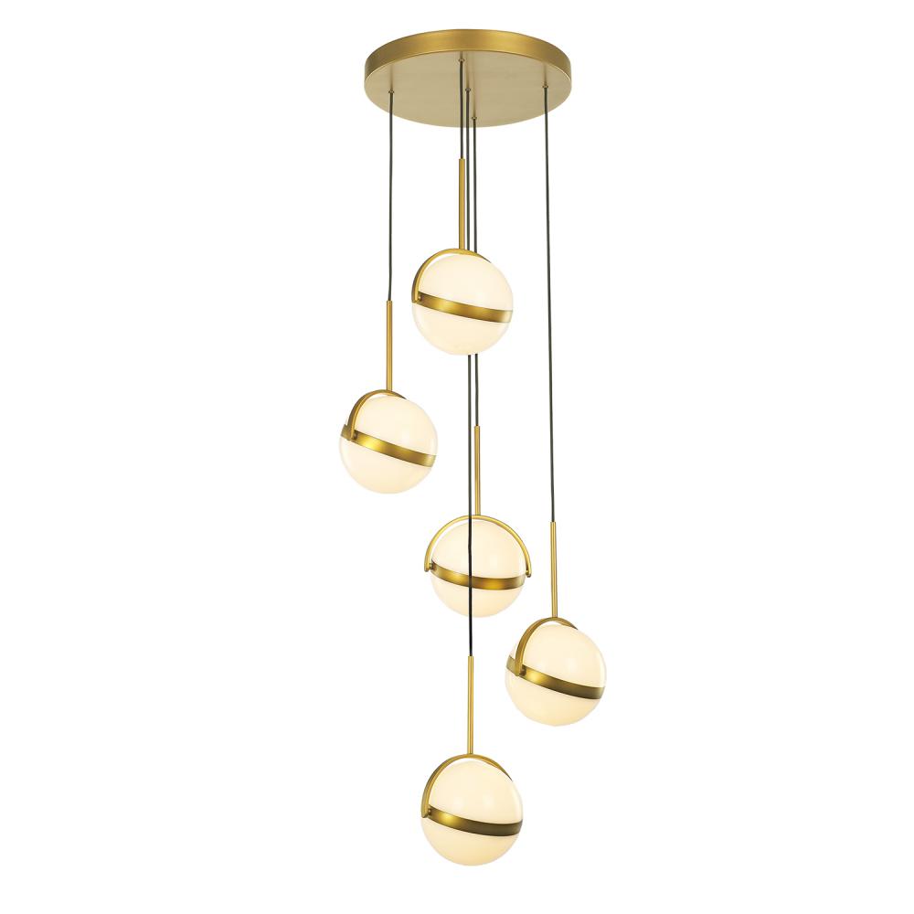 ALORA Lighting MP301005BG Multi Pendant, 5 Head, Brushed Gold