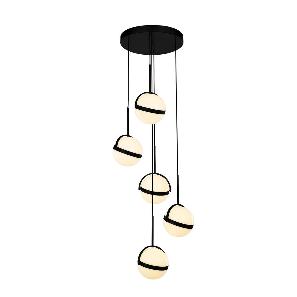 ALORA Lighting MP301005MB Multi Pendant, 5 Head, Modern Design, Matte Black