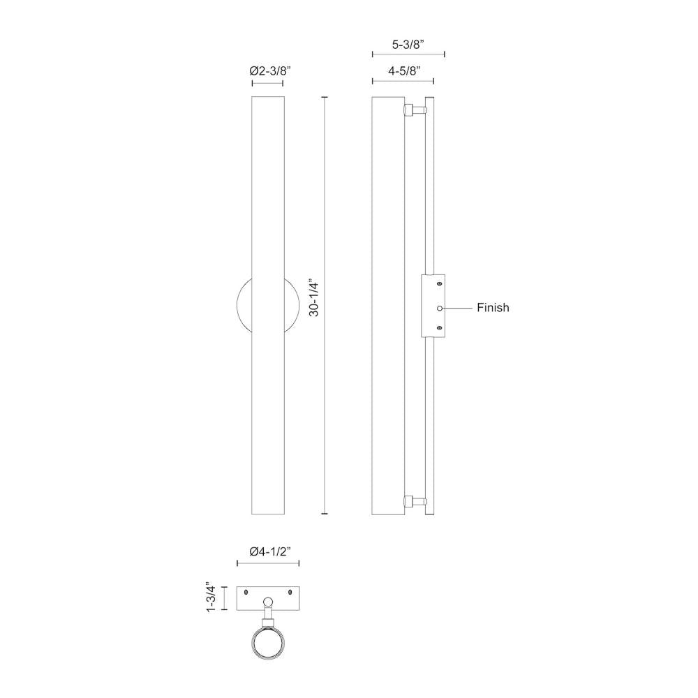 Kuzco Gramercy WS70130-BK Wall Sconce, UL Damp Rated, Black