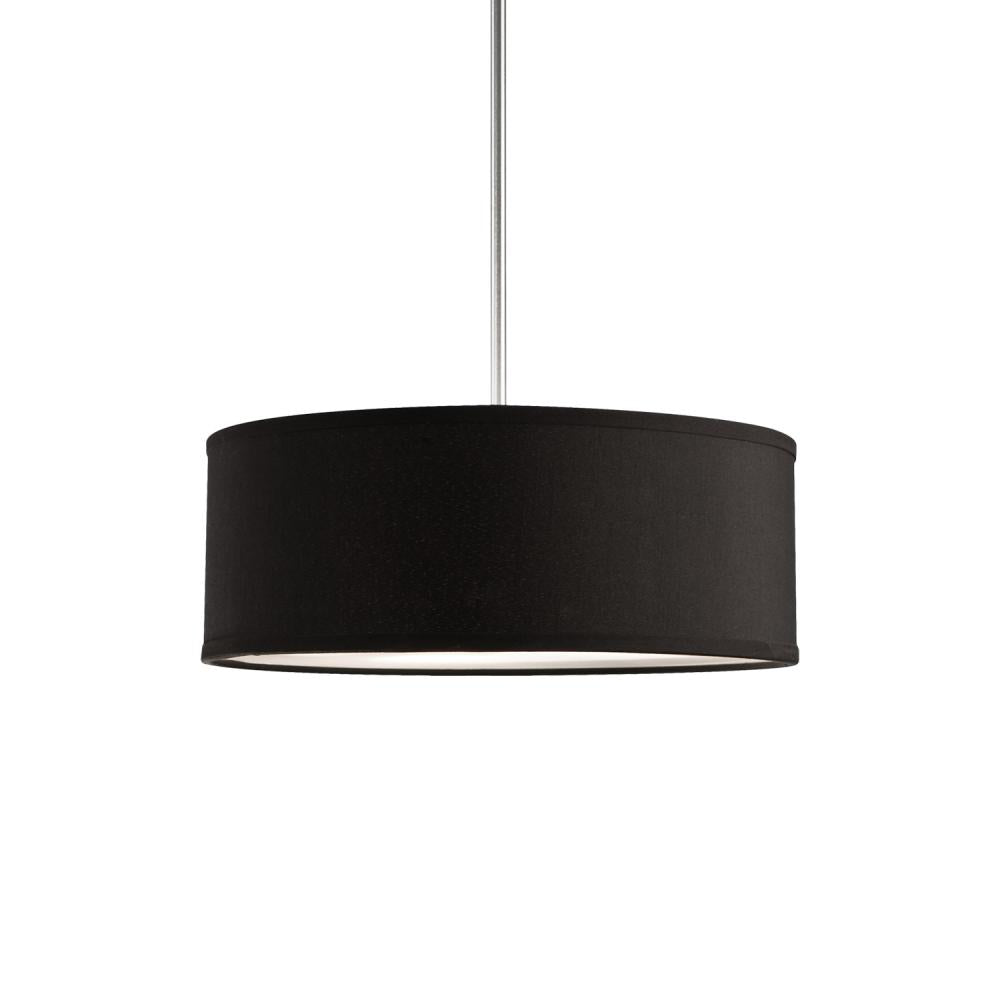 Kuzco Lighting 41073B Gregory 15-in Pendant Light Fixture, 3 Light, Textured Linen Shade, Black