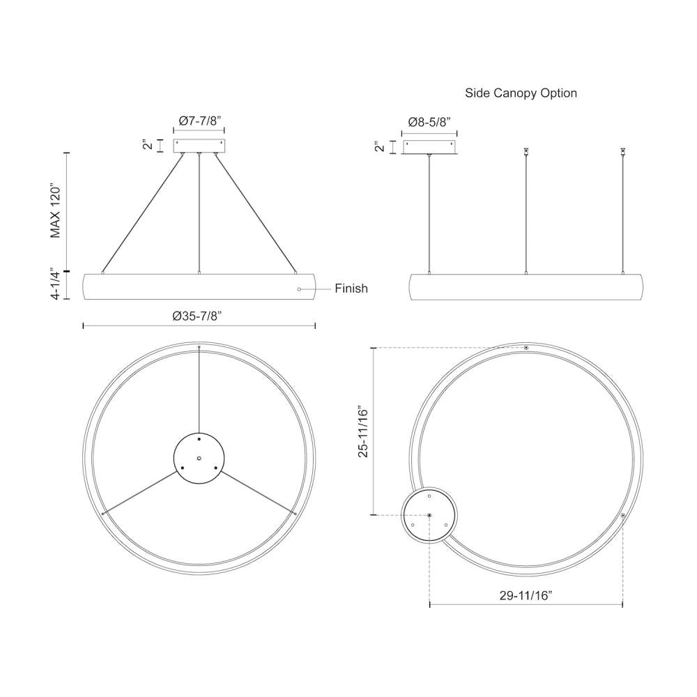 Kuzco  PD22735-BK Pendant Light Fixture, UL Damp Rated, Black