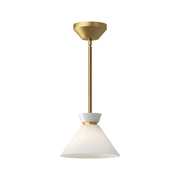 ALORA MOOD Lighting Halston PD470108BGGO Pendant, 1 Light, Brushed Gold/Glossy Opal Glass
