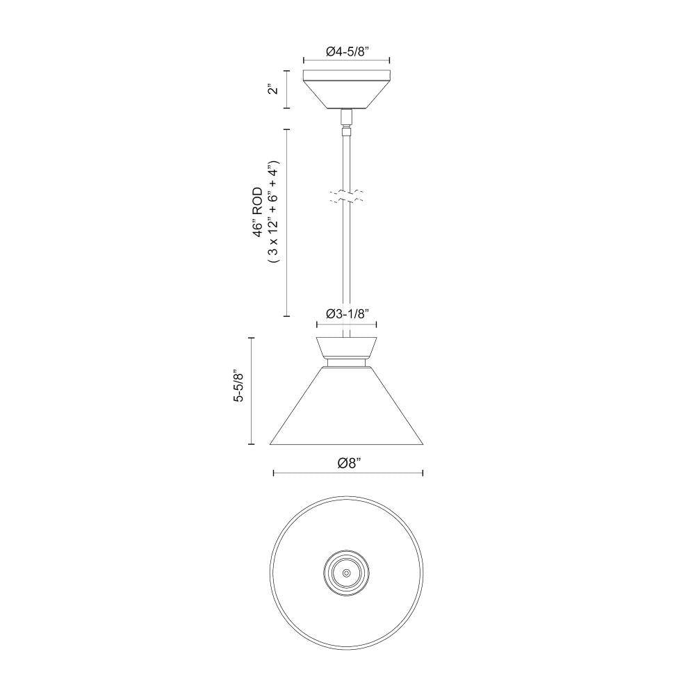 ALORA MOOD Lighting Halston 8-in Pendant, Glossy Opal Glass/Matte Black