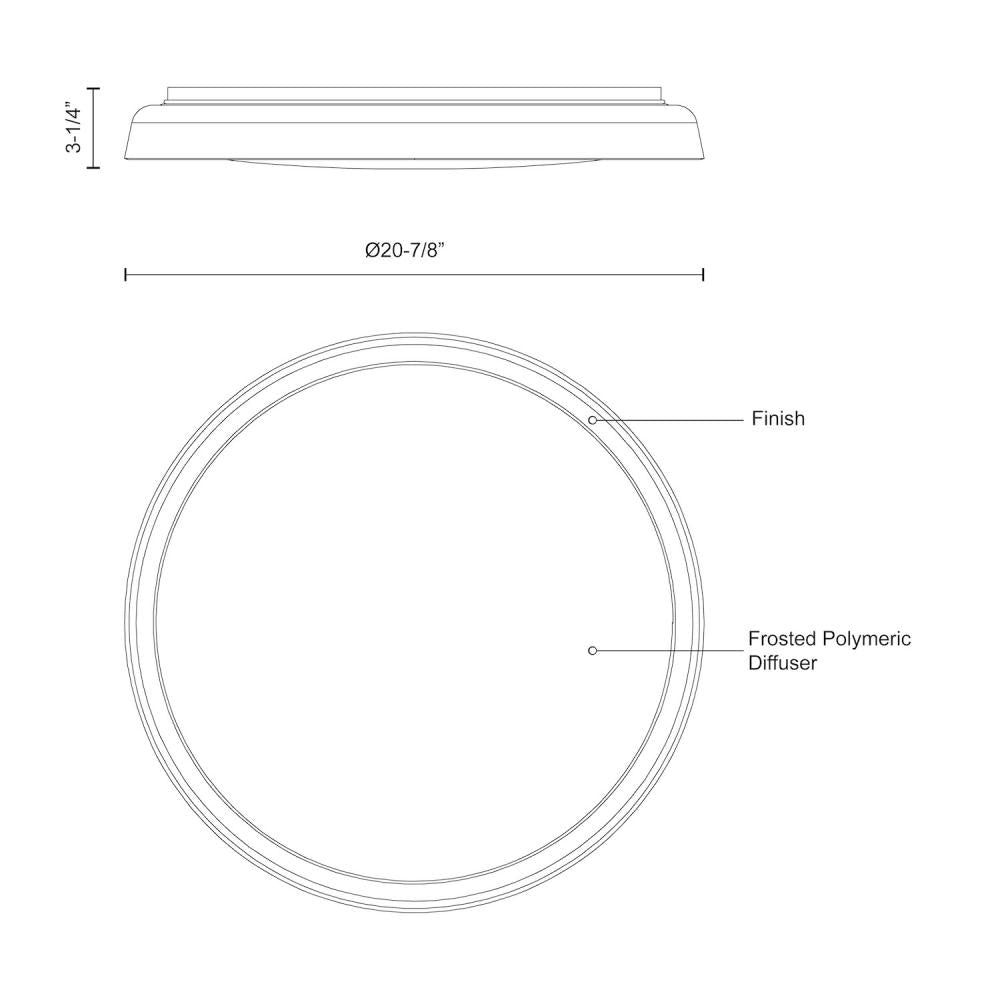 Kuzco  FM43121-CL Flush Mount, 21-in Clear LED, Steel Base with Acrylic Shade, Matte Black or Clear