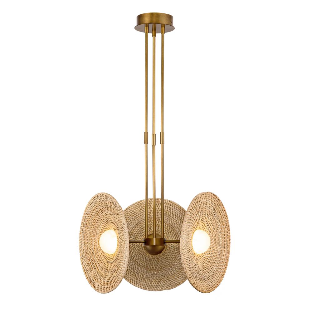 ALORA Lighting PD350318VBWO Harbour 18-in LED Pendant, UL Damp Rated, Vintage Brass/Woven