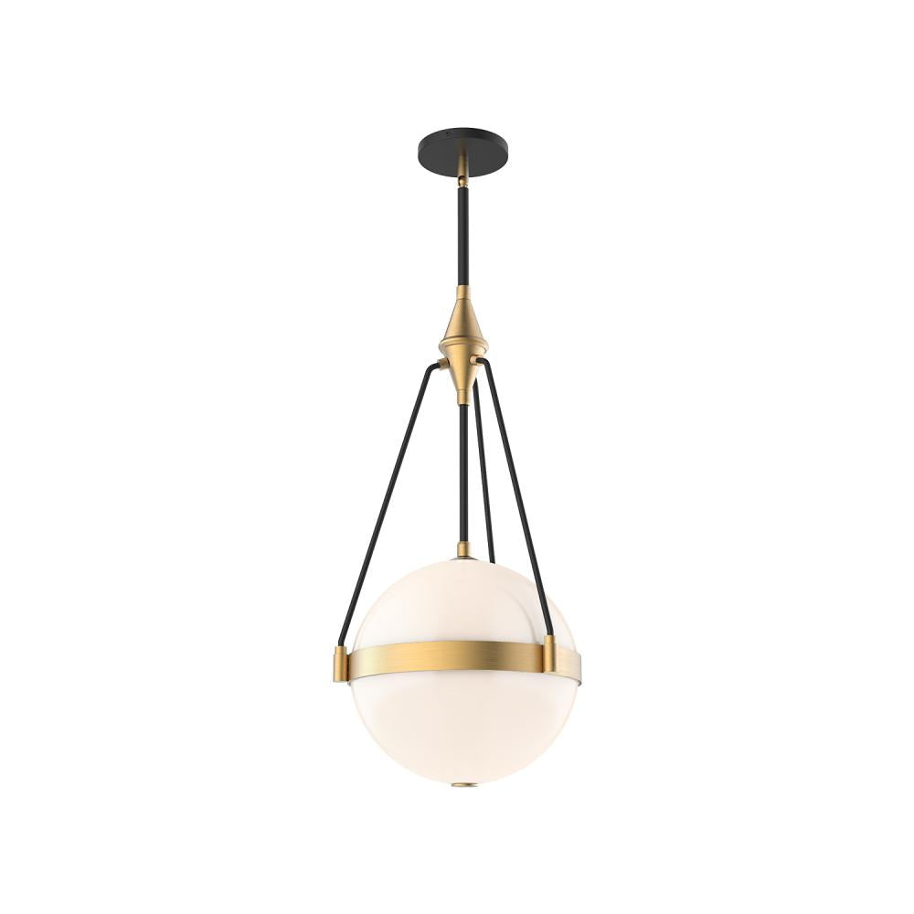 ALORA MOOD Lighting PD406414BGGO Pendant, 3 Lights, Brushed Gold/Glossy Opal Glass