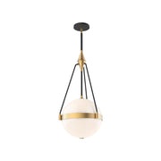 ALORA MOOD Lighting PD406414BGGO Pendant, 3 Lights, Brushed Gold/Glossy Opal Glass