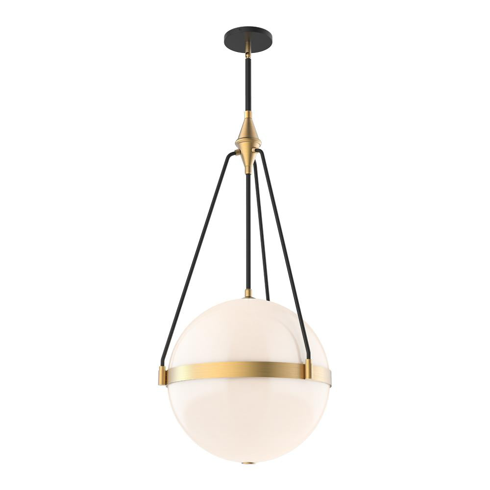 ALORA MOOD Lighting PD406418BGGO Pendant, 18-in, Brushed Gold/Glossy Opal Glass