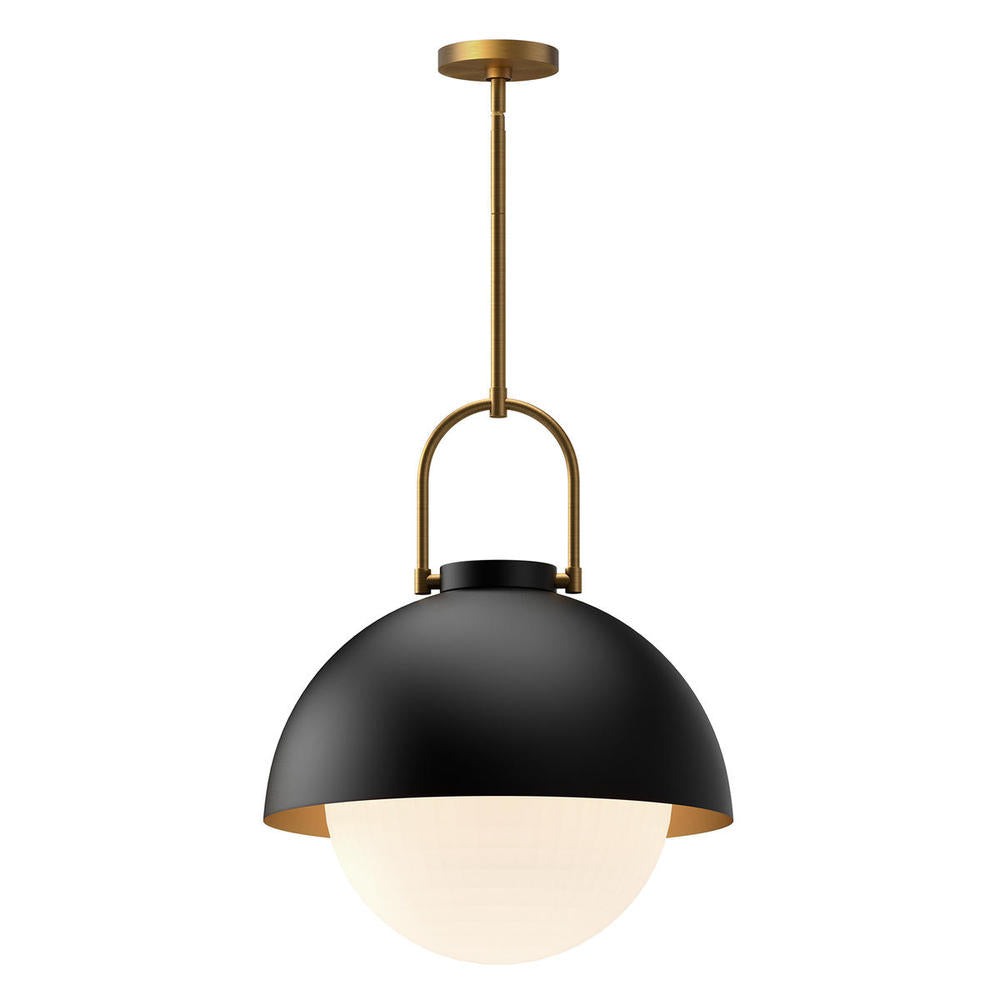 ALORA MOOD Lighting PD507216MBOP Pendant, 1 Light, Classic Metal Shades, Matte Black/Opal Matte Glass