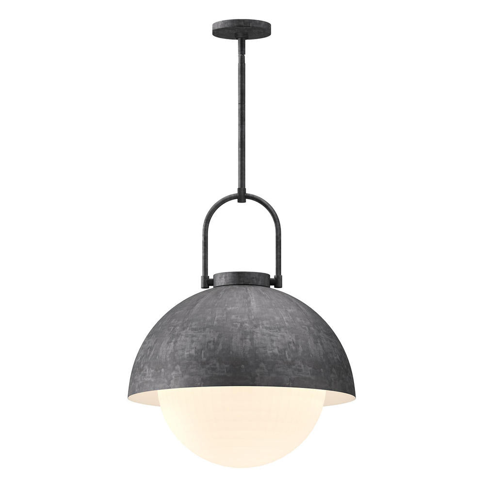 ALORA MOOD Lighting Harper 16-in Pendant, 1 Light, Steel Shade/Opal Matte Glass