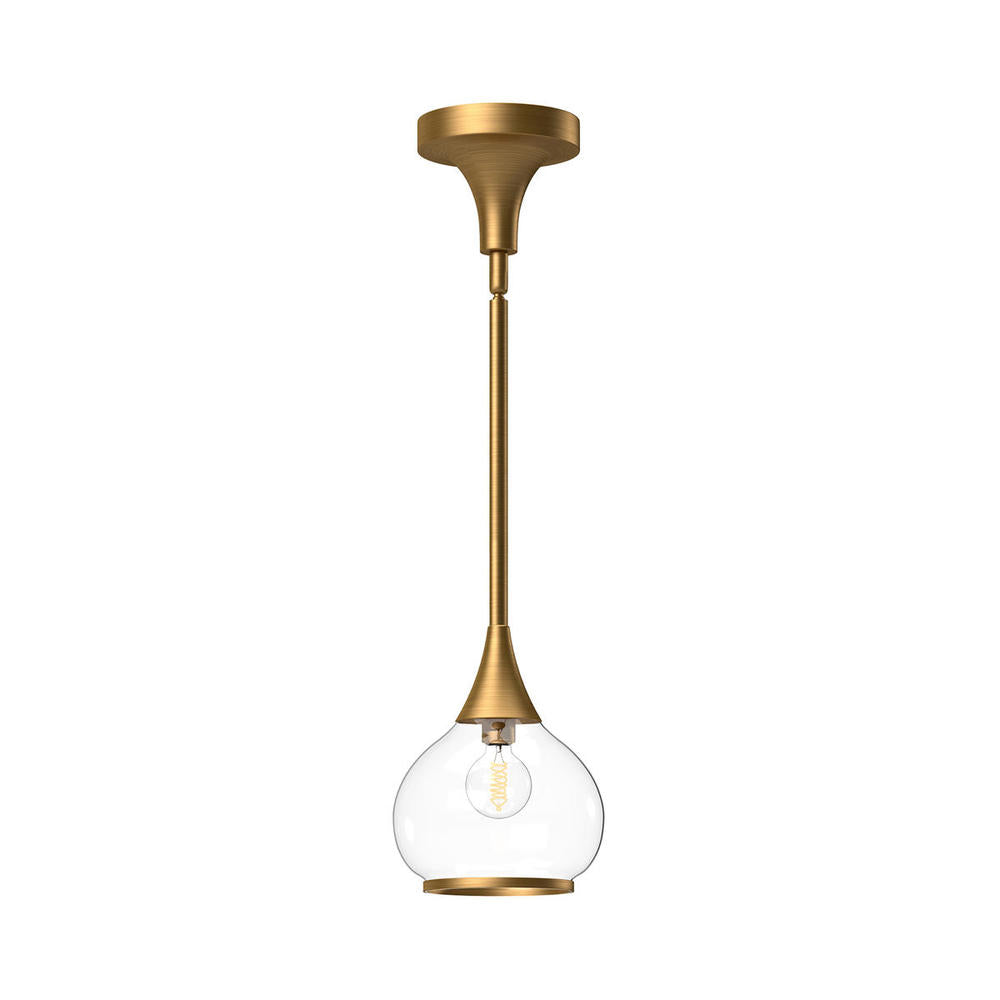 ALORA MOOD Lighting PD524006AGCL Pendant, 1 Light, Aged Gold/Clear Glass