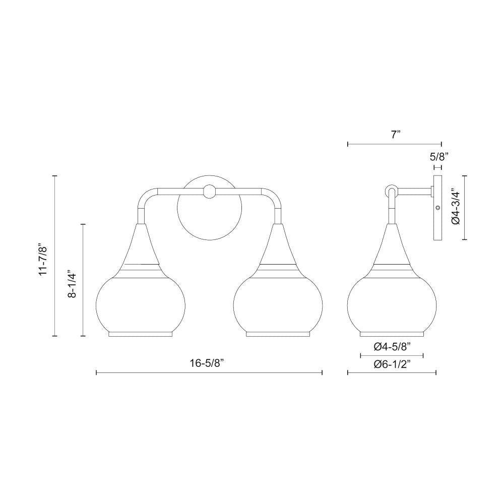 ALORA MOOD Lighting VL524217CHOP Vanity Lights, UL Damp Rated, Chrome/Opal Matte Glass