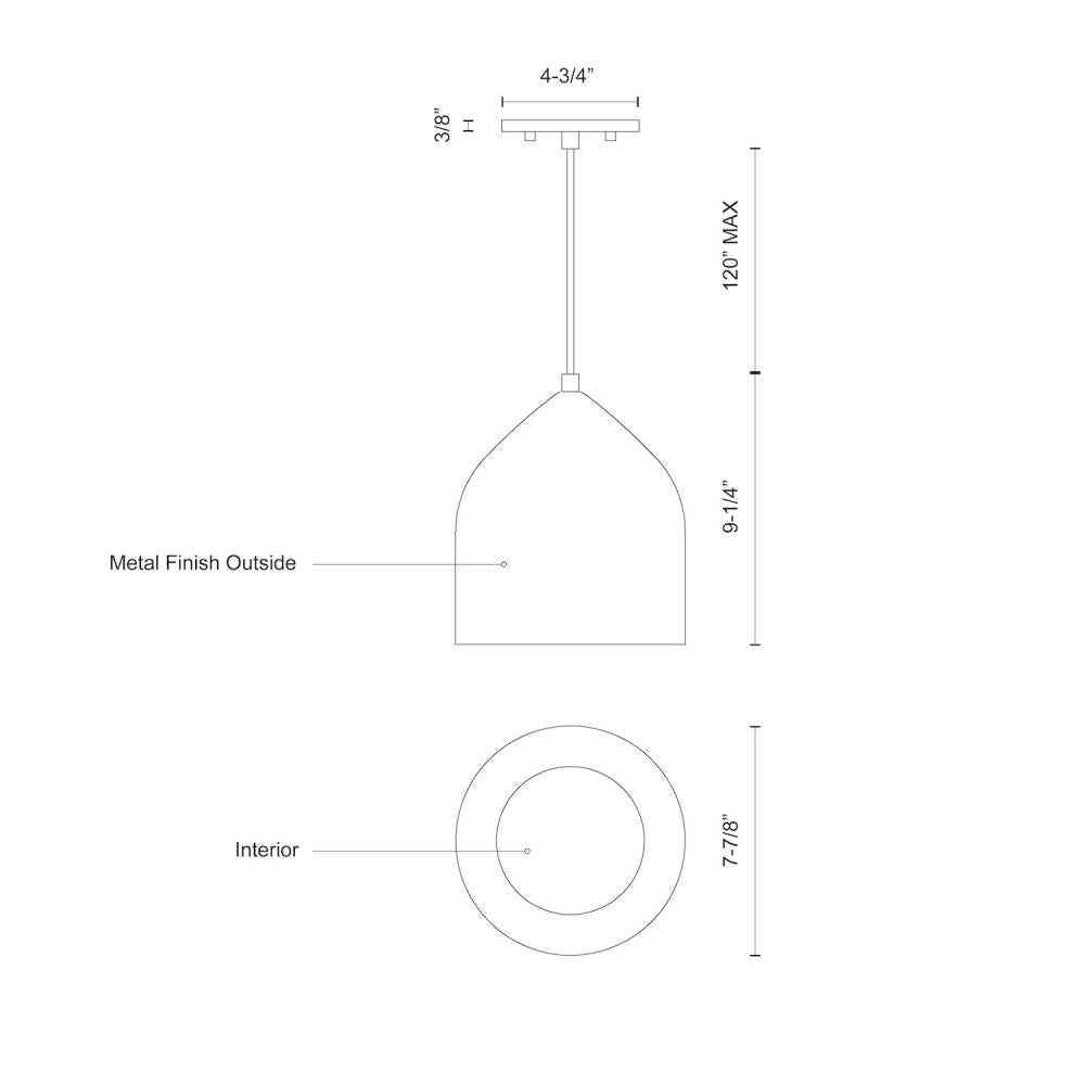 Kuzco Lighting 49108-WH/SV Pendant, 1 Light, White/Silver