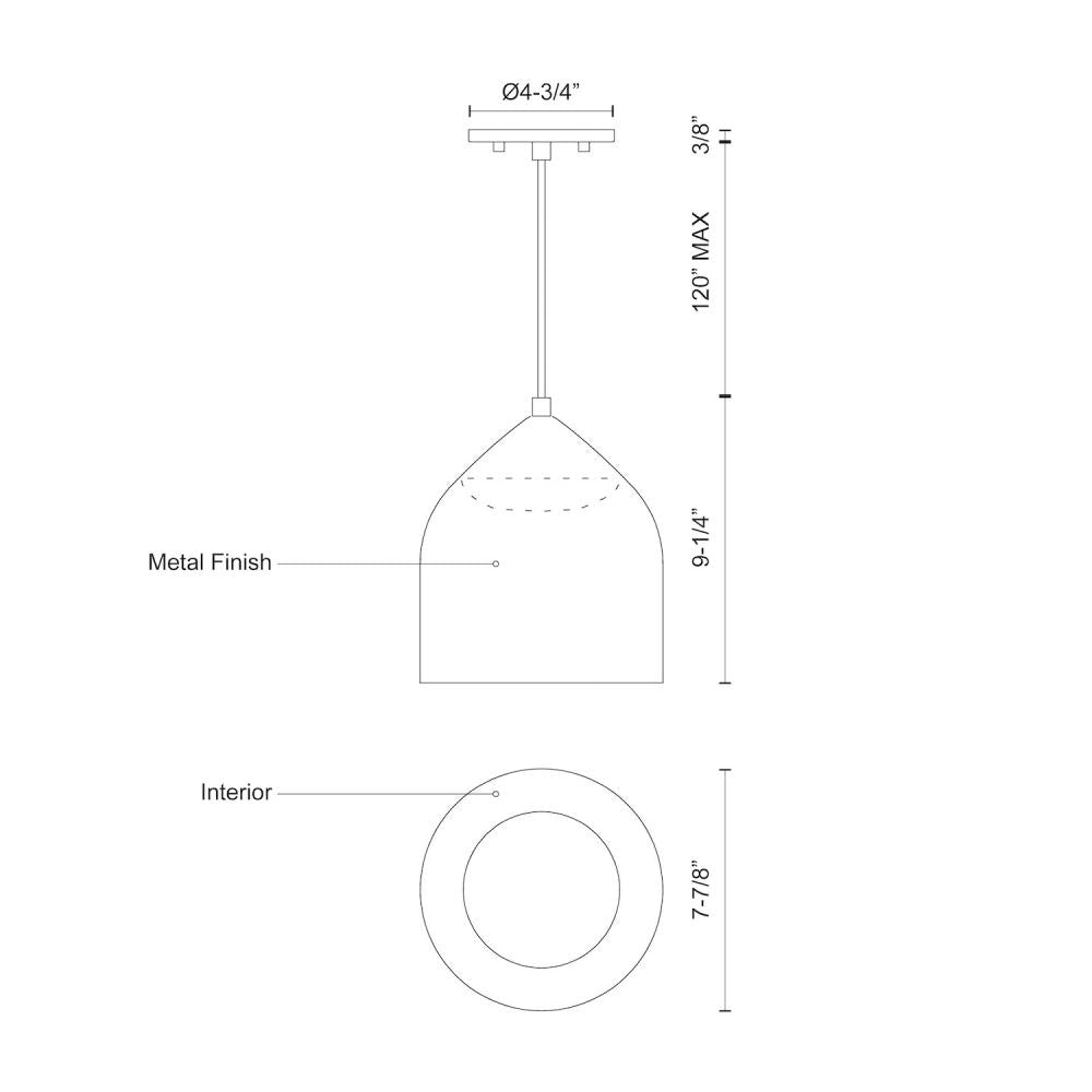 Kuzco PD9108-WH/SV Pendant, LED, 8-in, White/Silver