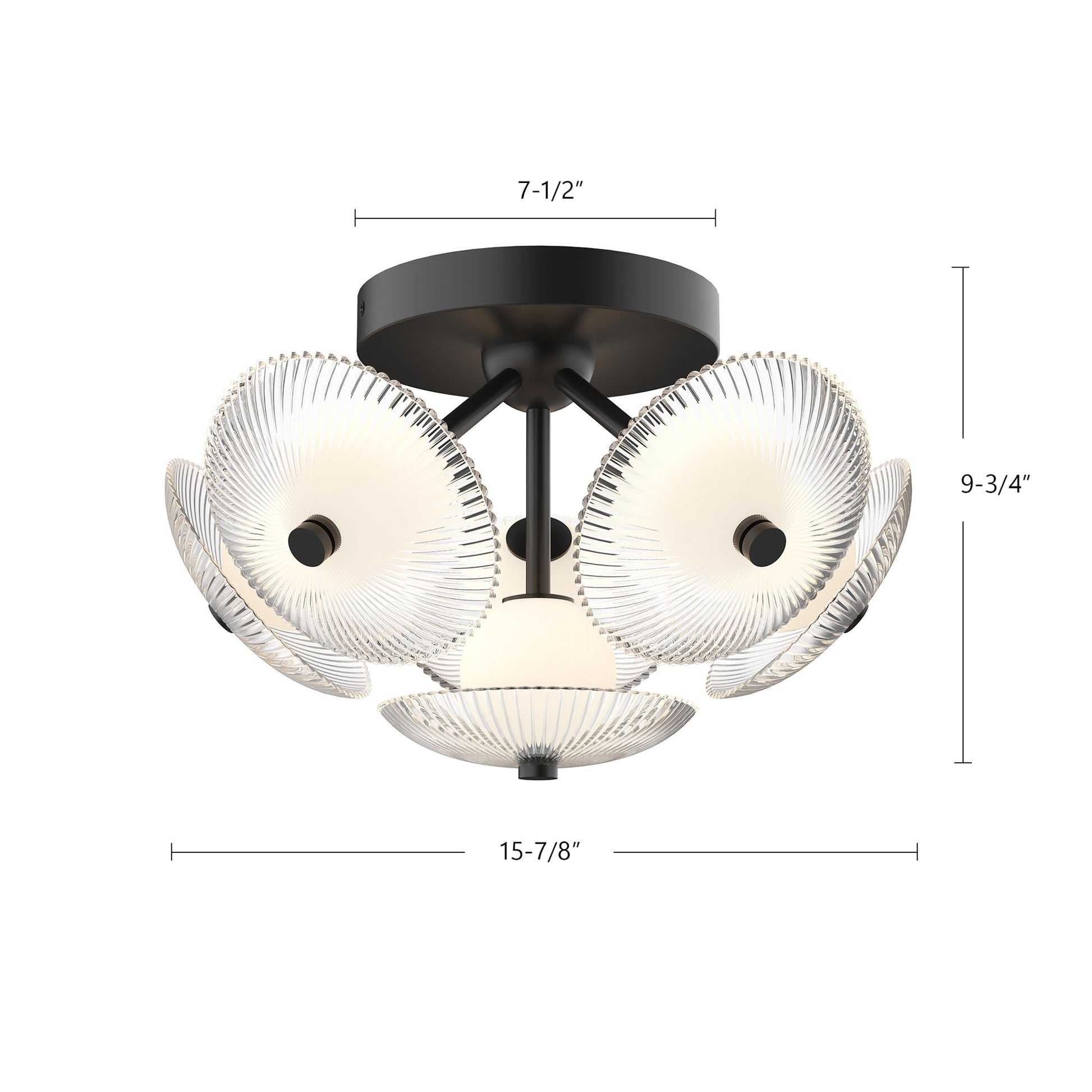 Alora Mood Lighting Hera FM417606BGCR-UNV Flush Mount, UL Listed, Brushed Gold/Clear Ribbed Glass
