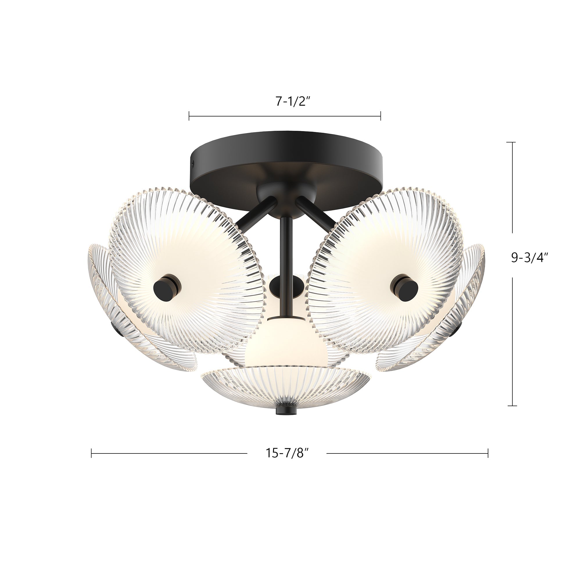 Alora Mood Lighting Hera FM417606BGCR-UNV Flush Mount, UL Listed, Brushed Gold/Clear Ribbed Glass